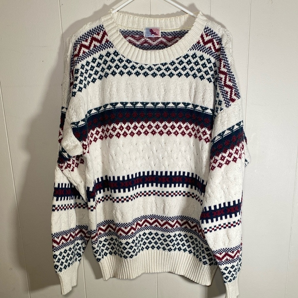 Vintage Patterned aztec‎ eclectic grandpa sweater see measurements fits like Xl